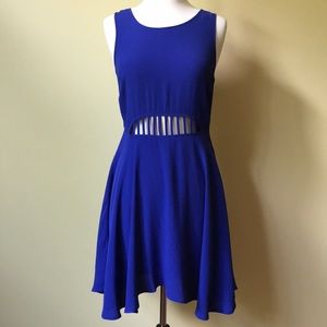 inTu Royal Blue Open Front Skater A-line Dress